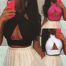 Women Sexy Fashion Backless Cut Out Vest Bandage Shirt Bra Strappy Cross Over Front Short Tops Street Club Wear S-XL