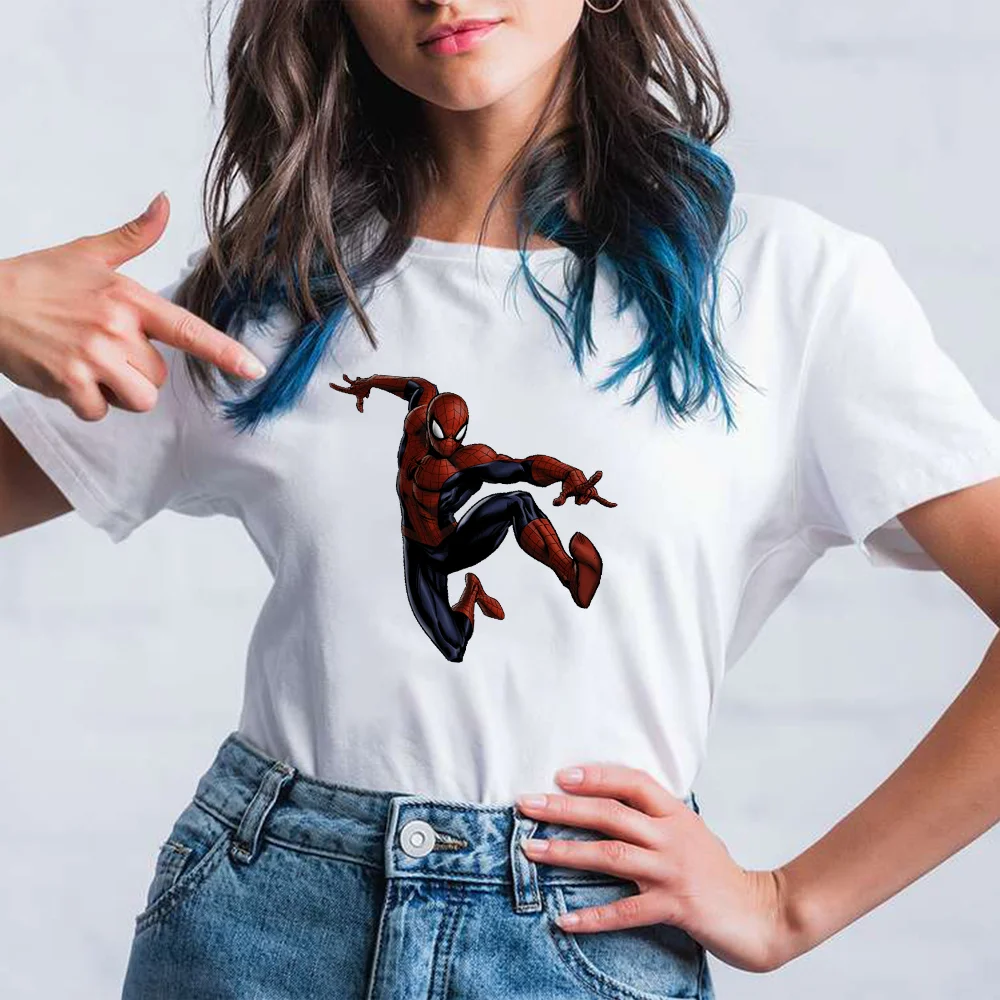Marvel Tshirt Spiderman Print Kawaii Cartoon Women Clothes Casual Tee Top Dropship Female | Женская одежда