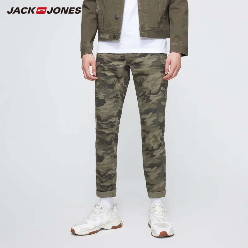 Мужские камуфляжные брюки-карго JackJones повседневные облегающие уличные джинсы