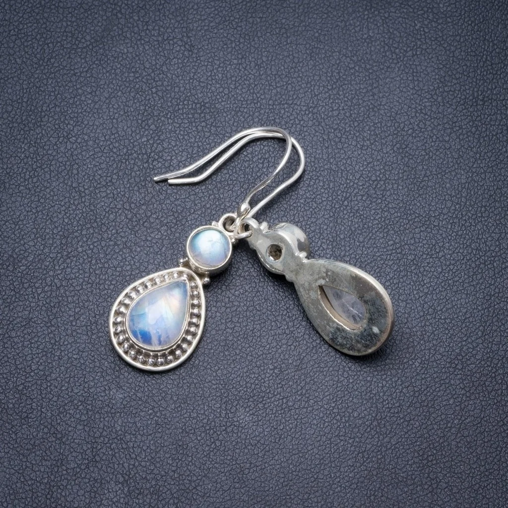 Natural Rainbow Moonstone Handmade Unique 925 Sterling Silver Earrings 1.5" Y2508
Natural Rainbow Moonstone Handmade Unique 925 Sterling Silver Earrings 1.5" Y2508