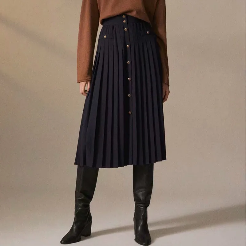 Skirt Vintage Plaid Button Design Long Skirts Fashion Punk Style Women Clothes Skirt 2020 Empire Button Pleated Black Skirt
Skirt Vintage Plaid Button Design Long Skirts Fashion Punk Style Women Clothes Skirt 2020 Empire Button Pleated Black Skirt