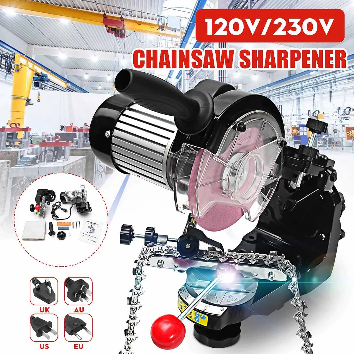 230W 3600RPM Large grinding wheels Saw Chain Grinder Electric Chainsaw Sharpener for Bench Chainsaw Sharpener AU/UK/EU/US plug
230W 3600RPM Large grinding wheels Saw Chain Grinder Electric Chainsaw Sharpener for Bench Chainsaw Sharpener AU/UK/EU/US plug