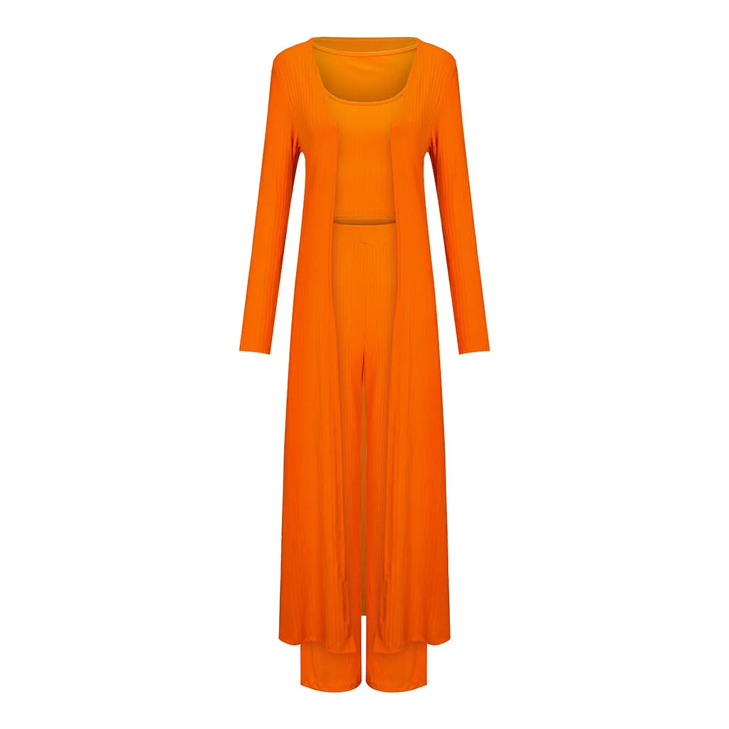 3PCS Women's Sets Tight sexy Sets Solid Color Tank Top Vest + Cardigan Coat+ Long Pants Suit ropa mujer 2020 womens clothing 
3PCS Women's Sets Tight sexy Sets Solid Color Tank Top Vest + Cardigan Coat+ Long Pants Suit ropa mujer 2020 womens clothing