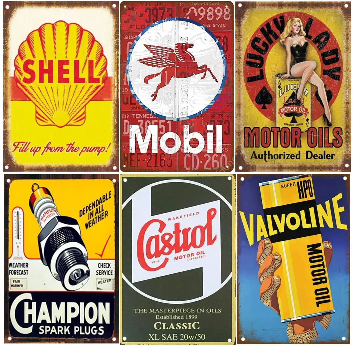 6 pcs Retro Vintage Tin Signs, Wall Metal Posters Plaques, Home Bar Garage Man Cave Decor, 8'x12'/20x30cm 
6 pcs Retro Vintage Tin Signs, Wall Metal Posters Plaques, Home Bar Garage Man Cave Decor, 8'x12'/20x30cm