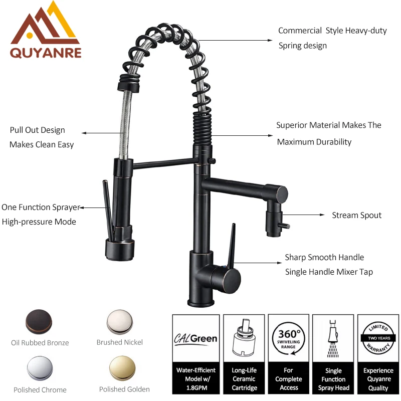 Blackend Spring Kitchen Faucet Pull out Side Sprayer Dual Spout Single Handle Mixer Tap Sink Faucet 360 Rotation Kitchen Faucets
Blackend Spring Kitchen Faucet Pull out Side Sprayer Dual Spout Single Handle Mixer Tap Sink Faucet 360 Rotation Kitchen Faucets