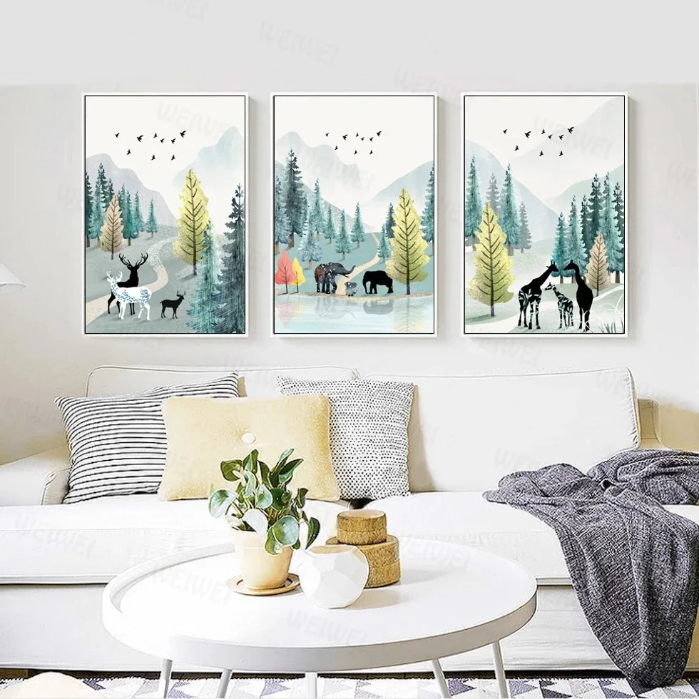 Modern Simple Poster Nordic Nature Watercolor Landscape Canvas Painting Animals Wall Art Picture for Living Room Home Decor
Modern Simple Poster Nordic Nature Watercolor Landscape Canvas Painting Animals Wall Art Picture for Living Room Home Decor
