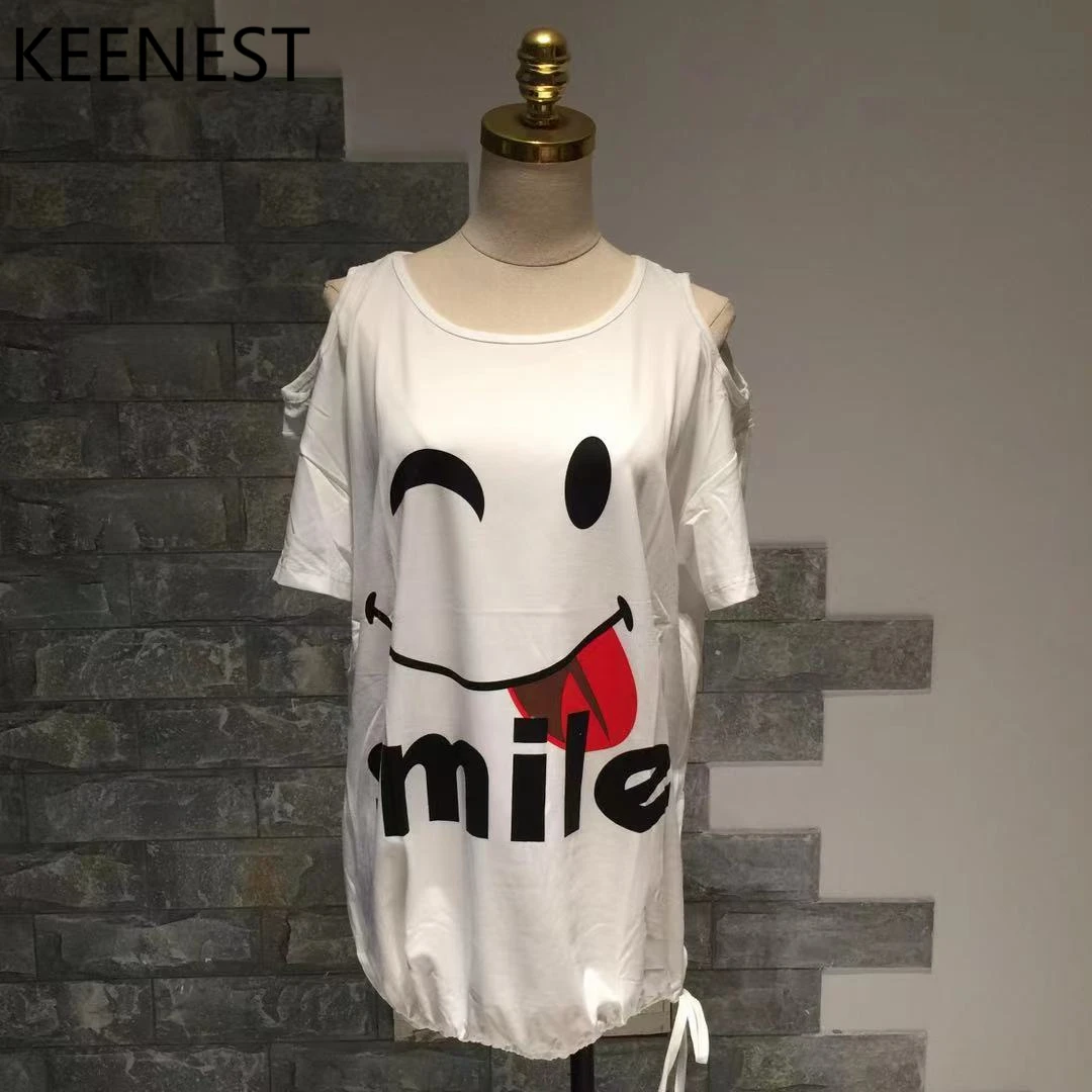 Женская футболка из 100% хлопка Keenest эластичная одежда топы оверсайз белая