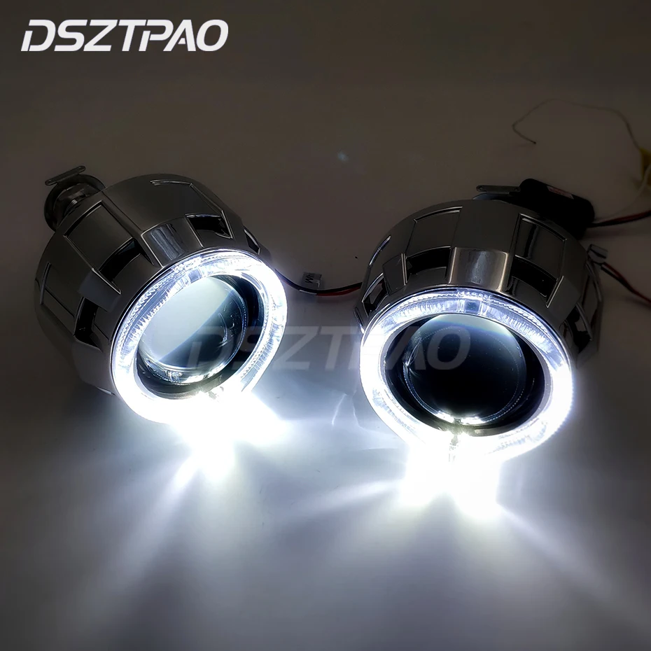 Обновленная HID линза проектора Биксеноновая фара светодиодный Angel Eyes Halo H1 H4 H7 2 5