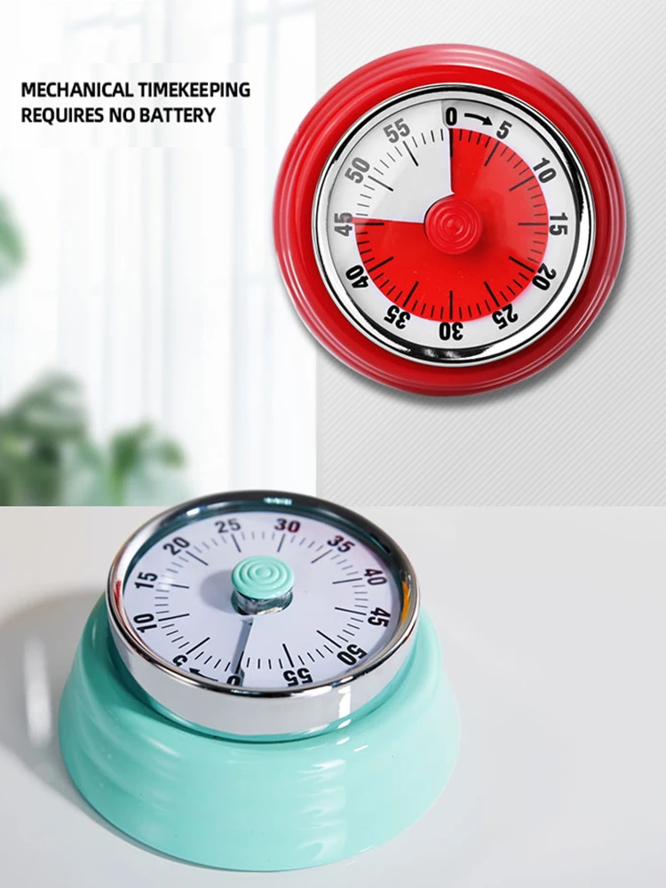 

Mechanical Stopwatch Countdown Kitchen Fridge Magnets 60-Minute Clock Cooking Timer With Loud Alarm For Kids Study Gadgets Tools