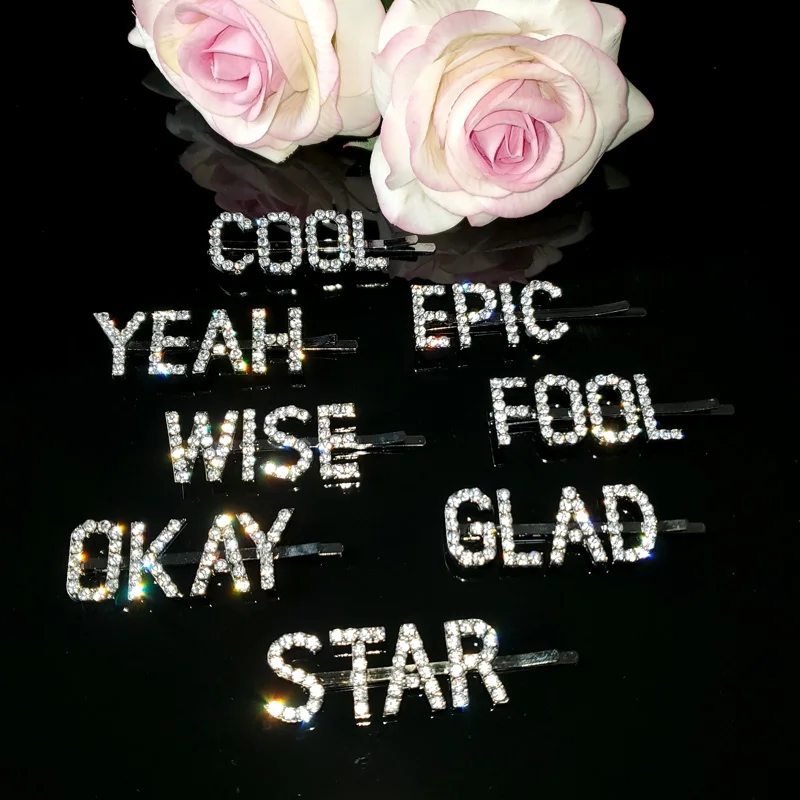 Hot Fashion Letters Words Crystal Hairpin Hairgrip Hairclips Hair Clip Haripins Barrette Ornament Hair Accessory WHOLESALE
Hot Fashion Letters Words Crystal Hairpin Hairgrip Hairclips Hair Clip Haripins Barrette Ornament Hair Accessory WHOLESALE