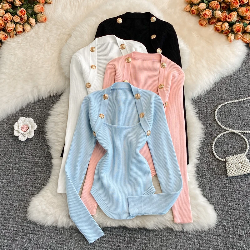 Autumn New Fashion Women Knitted Top Casual Office Lady Tops Elegant Slim Long Sleeve Button Pullover Sweater
Autumn New Fashion Women Knitted Top Casual Office Lady Tops Elegant Slim Long Sleeve Button Pullover Sweater