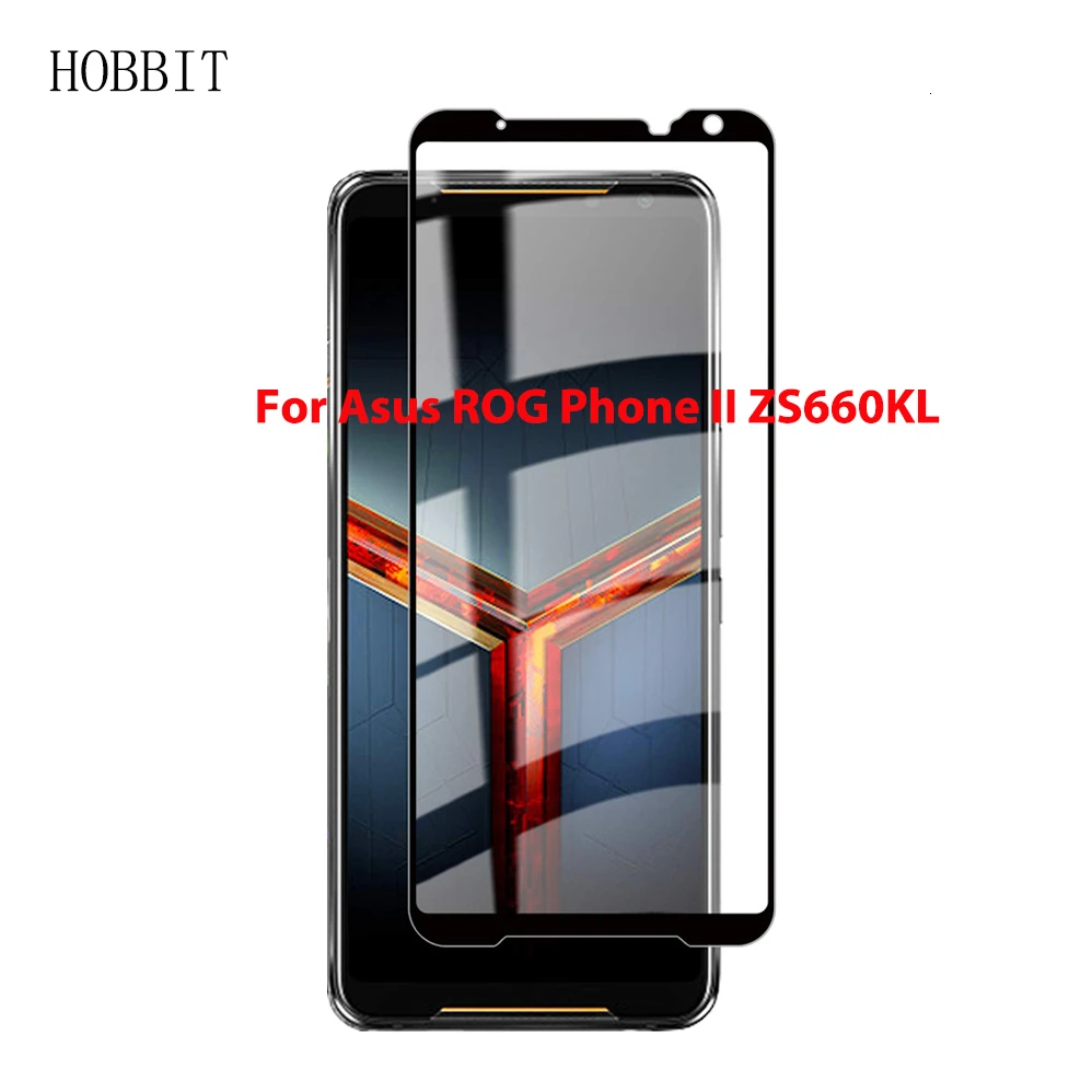 Черное закаленное стекло для Asus ROG Phone II ZS660KL Защитное экрана Phone2 полноэкранная