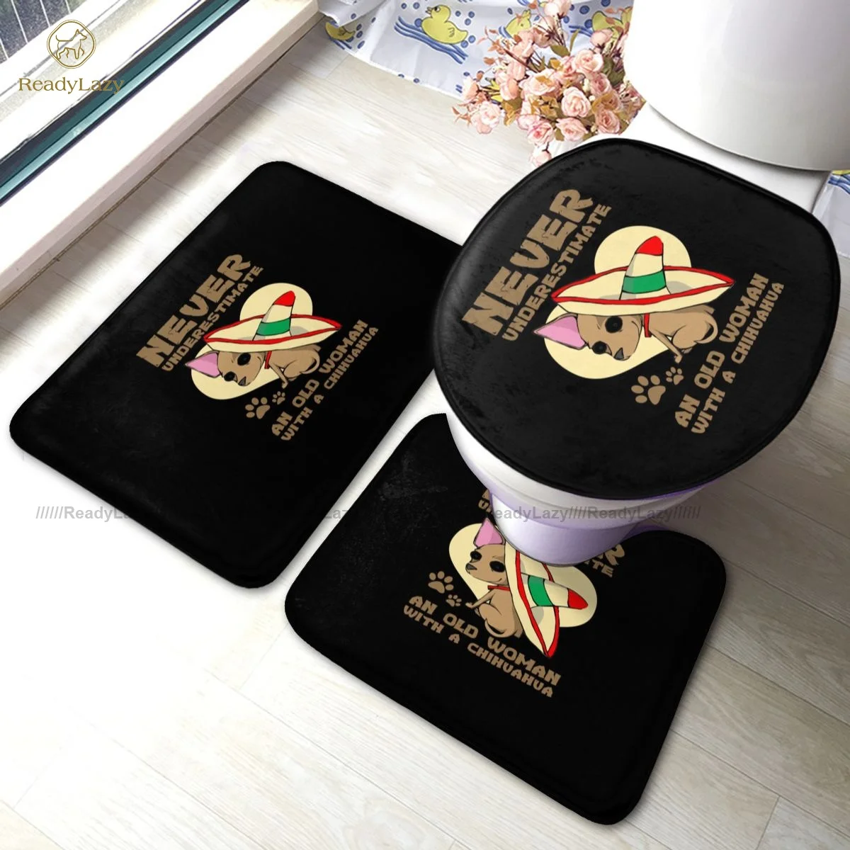 Chihuahua Bath Mat Polyester Shower 3 Piece Bathroom Mat Set Washable Modern Bathroom Rug
Chihuahua Bath Mat Polyester Shower 3 Piece Bathroom Mat Set Washable Modern Bathroom Rug