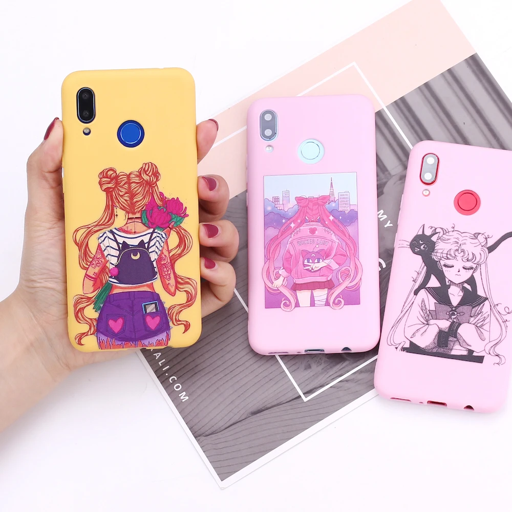 Для Samsung S8 S9 S10 S10e S20 Plus Note 8 9 10 A7 A8 Harajuku Сейлор Мун летний девушкая силиконовая чехол