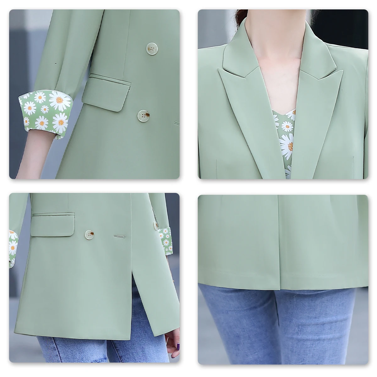 Womens Elegant Blazer Mid Stylish Sleeve Spring and Autumn Slim Ladies Suit With Double Breasted Business Patchwork Female Suit
Womens Elegant Blazer Mid Stylish Sleeve Spring and Autumn Slim Ladies Suit With Double Breasted Business Patchwork Female Suit