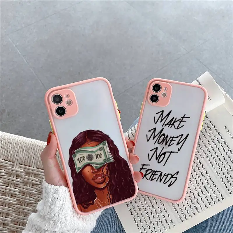 Black girl Phone Case For iPhone 12 11 Mini Pro XR XS Max 7 8 Plus X Matte transparent Pink Back Cover
Black girl Phone Case For iPhone 12 11 Mini Pro XR XS Max 7 8 Plus X Matte transparent Pink Back Cover