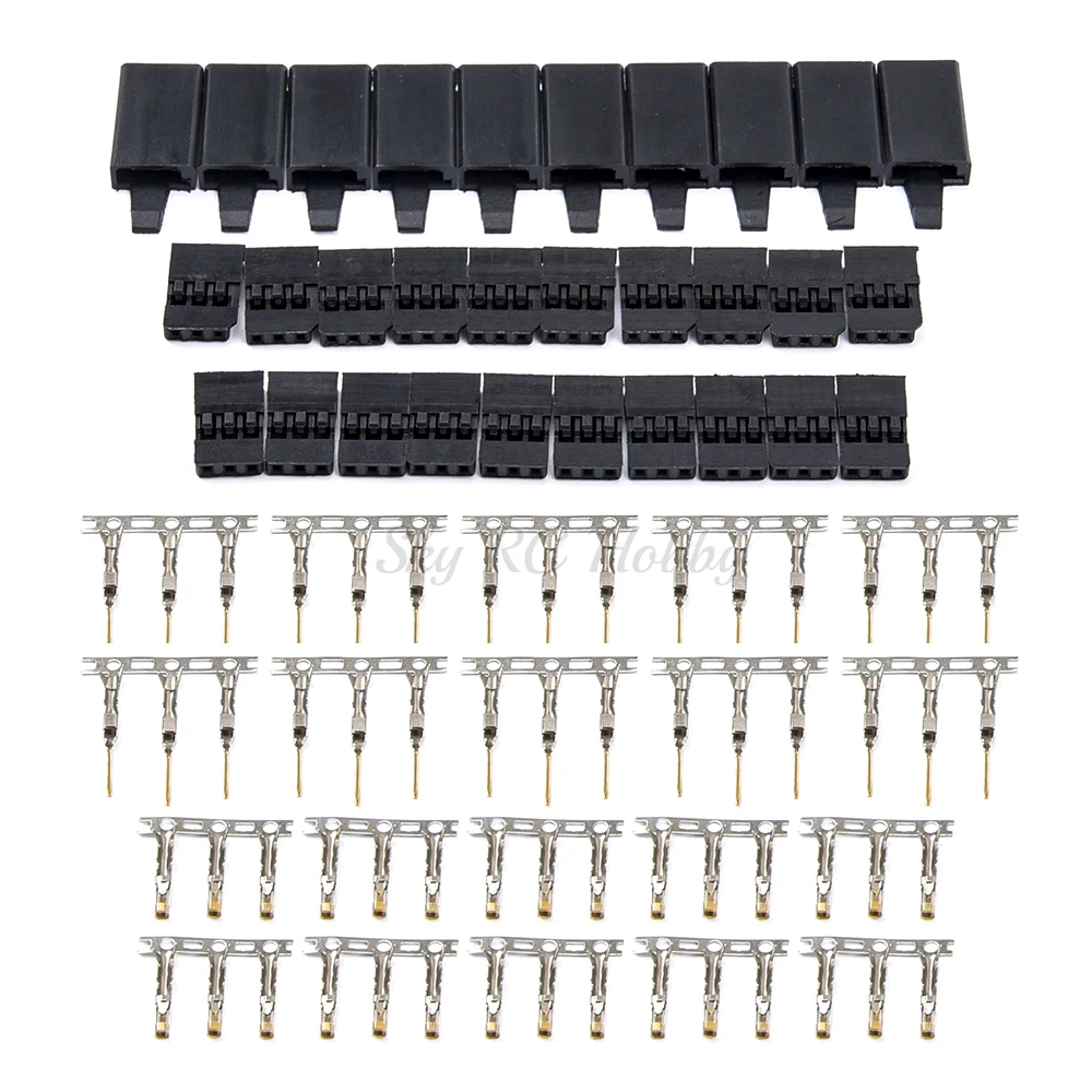 Male/ Female Servo Receiver Connector Plug with Lock Version Gold Plated terminals Crimp Pin Kit for RC Model - 10 Sets
Male/ Female Servo Receiver Connector Plug with Lock Version Gold Plated terminals Crimp Pin Kit for RC Model - 10 Sets