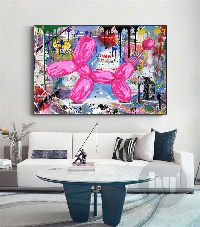 Graffiti Pink Balloon Dog Abstract Canvas Painting Wall Art Nordic Posters and Prints Wall Pictures for Living Room Decoration
Graffiti Pink Balloon Dog Abstract Canvas Painting Wall Art Nordic Posters and Prints Wall Pictures for Living Room Decoration