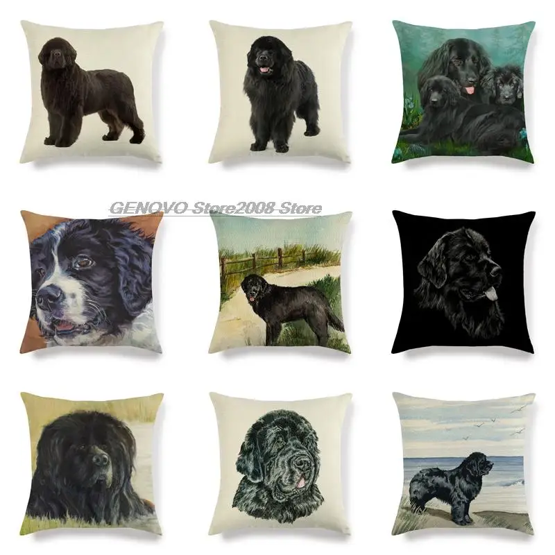 

45cm * 45cm NEWFOUNDLAND HUND leinen/baumwolle werfen kissen deckt couch kissen abdeckung hause dekorative kissen abdeckungen