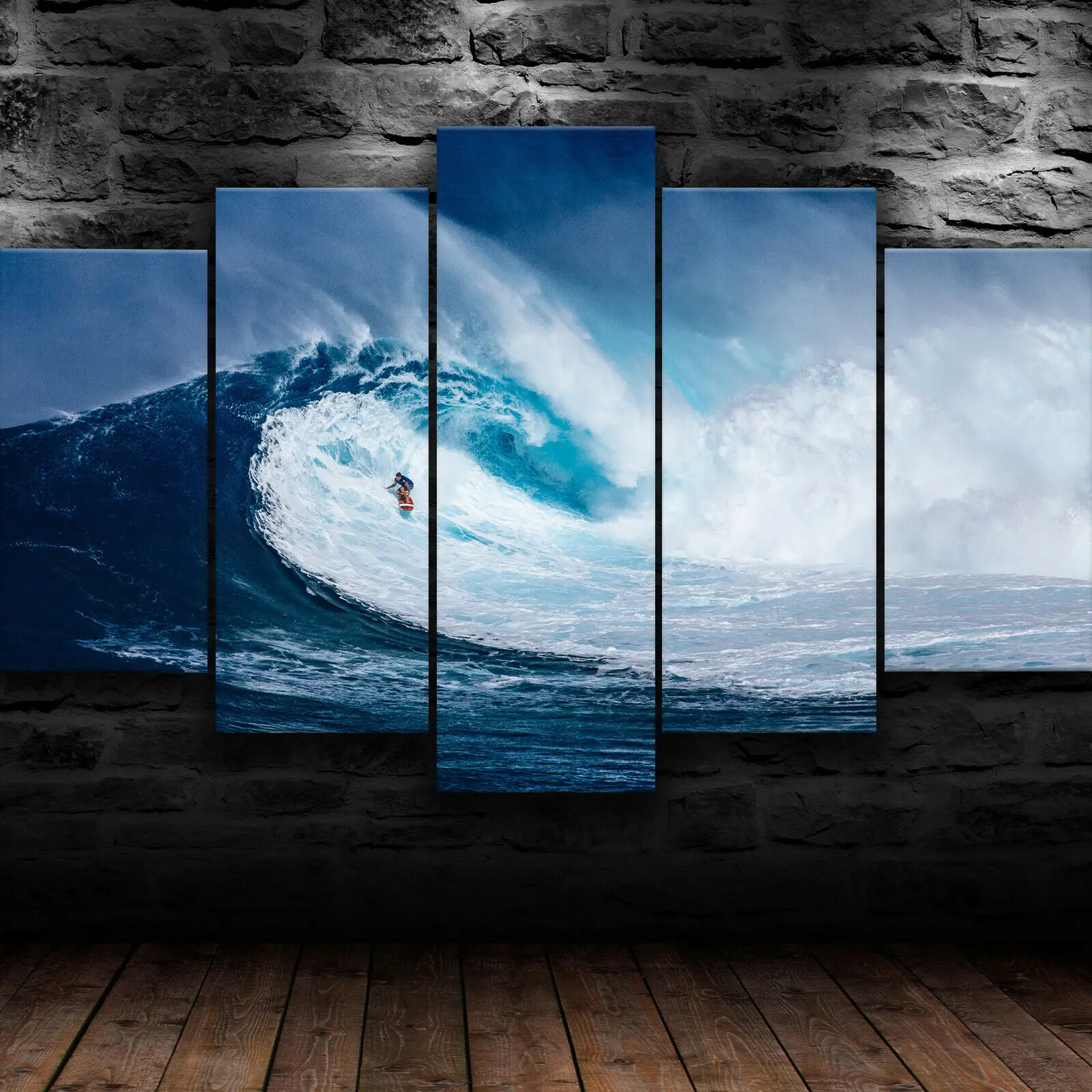 

Surfing Seascape 5 piece Wall Art Canvas Print HD Print posters Paintings Oil Painting Living Room Home Decor Pictures