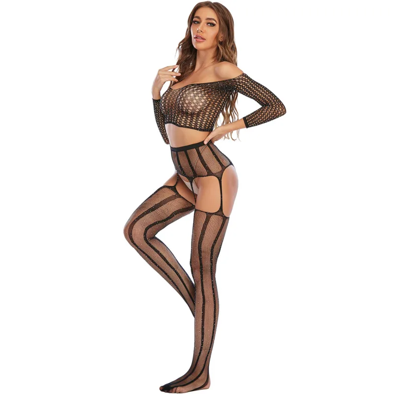 Women's Hot Drill Long Sleeve Split Top Open Pantyhose Shiny Fun Underwear Mesh Suit Jumpsuit Women 
Women's Hot Drill Long Sleeve Split Top Open Pantyhose Shiny Fun Underwear Mesh Suit Jumpsuit Women