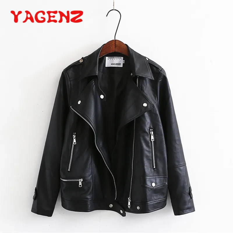 YAGENZ Autumn Women Black Cool Lady PU Leather Jackets Women Sweet Female Zipper Faux Femme Outwear Leather Coat Plus Size 573
YAGENZ Autumn Women Black Cool Lady PU Leather Jackets Women Sweet Female Zipper Faux Femme Outwear Leather Coat Plus Size 573