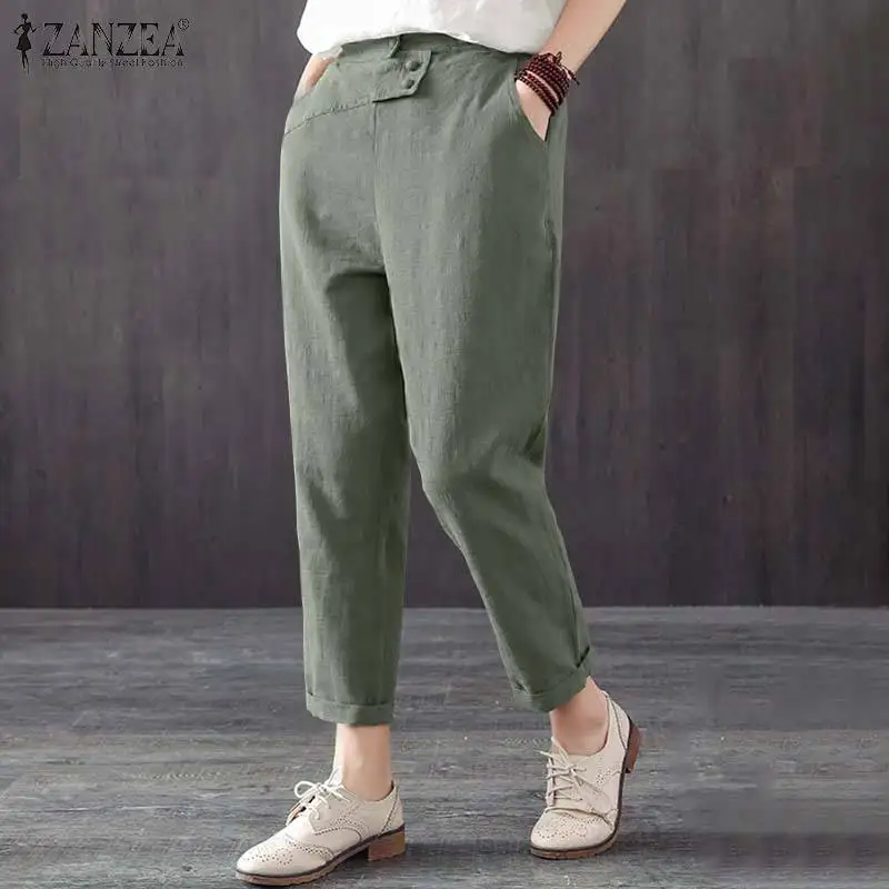 ZANZEA Women Vintage Wide Leg Pants 2021 Summer Cotton Linen Pants Casual Ladies Solid Elastc Waist Button Up Oversized Pantalon
ZANZEA Women Vintage Wide Leg Pants 2021 Summer Cotton Linen Pants Casual Ladies Solid Elastc Waist Button Up Oversized Pantalon