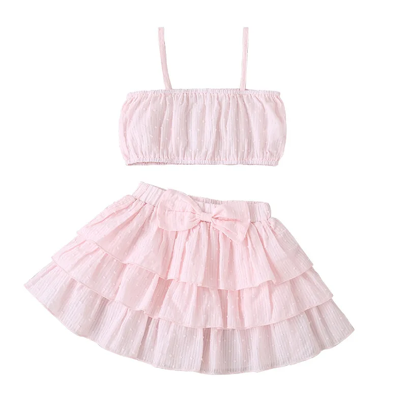 2021 Summer Children Sets Casual Strap Solid Tops Pink Bow Cake Skirt 2Pcs Girl Clothes Sets 18M-6
2021 Summer Children Sets Casual Strap Solid Tops Pink Bow Cake Skirt 2Pcs Girl Clothes Sets 18M-6