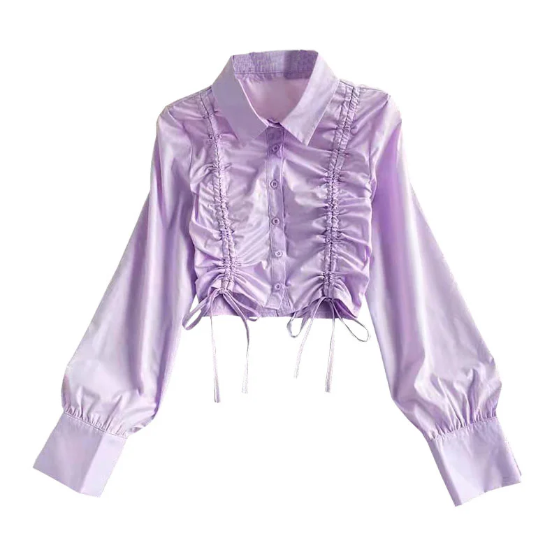 Autumn 2020 new Korean version of tie plied female white shirt with short sleeve lapel cut umbilical top uk418
Autumn 2020 new Korean version of tie plied female white shirt with short sleeve lapel cut umbilical top uk418