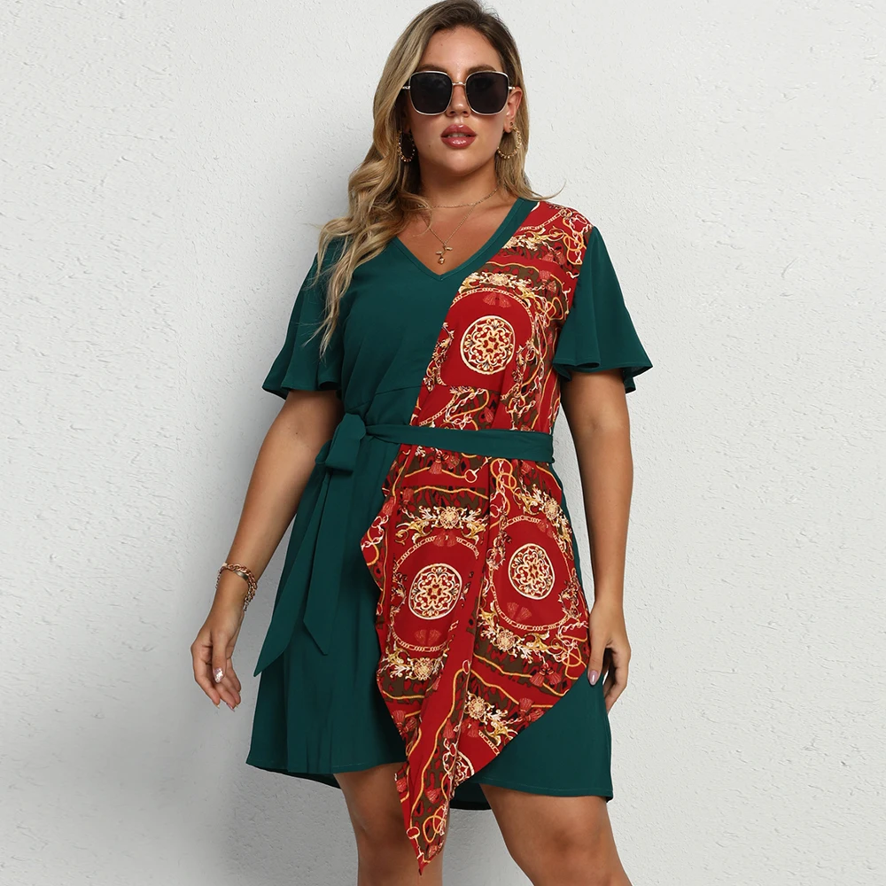 Plus Size Women Dress Elegant Indie Folk Short Sleeve Casual Dress 2021 New Summer V Neck Plus Size Women's Clothing 3xl 4xl
Plus Size Women Dress Elegant Indie Folk Short Sleeve Casual Dress 2021 New Summer V Neck Plus Size Women's Clothing 3xl 4xl