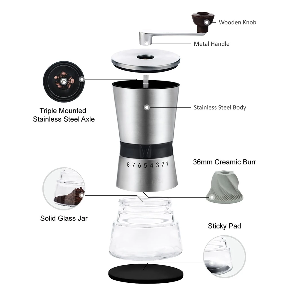 Manual Coffee Grinder Hand Crank Grinding Stainless Steel Conical Ceramic Coffee Grinder Household YE-Hot
Manual Coffee Grinder Hand Crank Grinding Stainless Steel Conical Ceramic Coffee Grinder Household YE-Hot