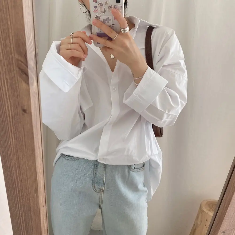 Женская шикарная свободная нежная рубашка в стиле Харадзюку, модные минималистичные повседневные корейские топы, однотонные универсальны...
Женская шикарная свободная нежная рубашка в стиле Харадзюку, модные минималистичные повседневные корейские топы, однотонные универсальны...