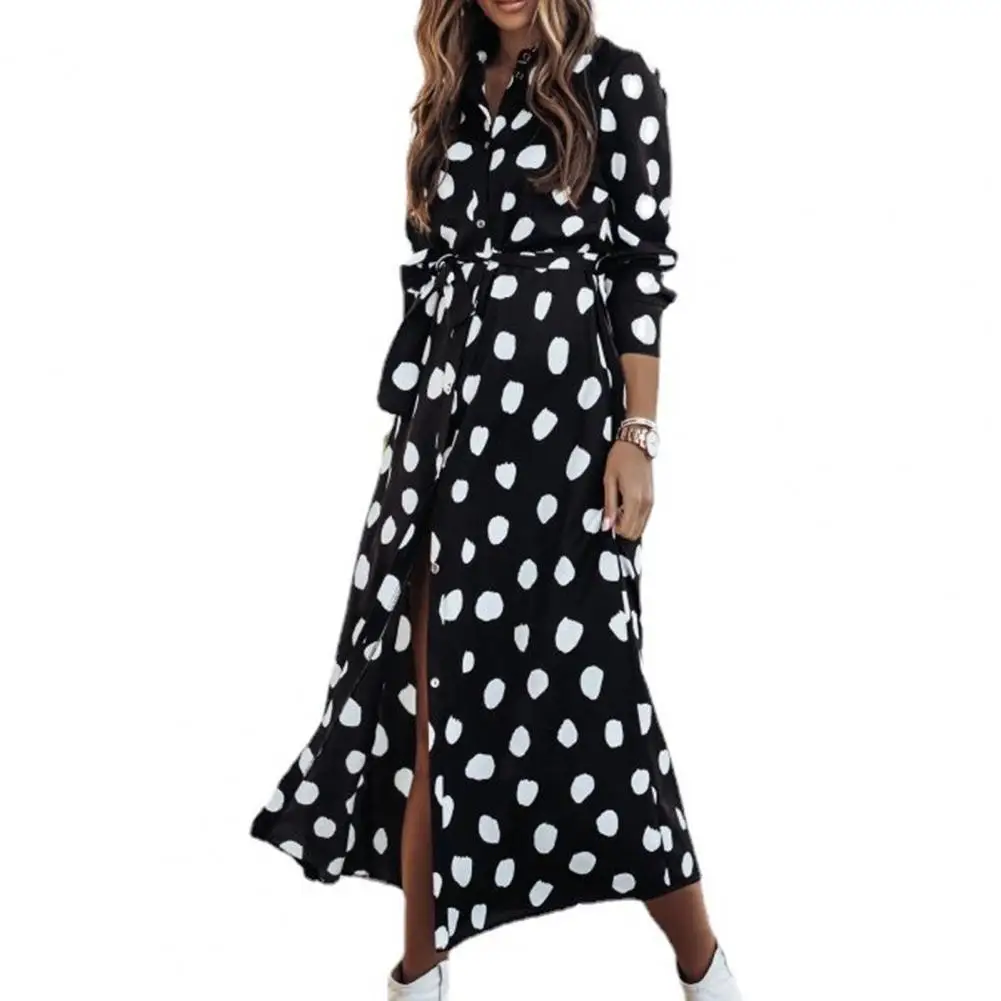 Vintage shirt dress women Polka Dots/Floral Print Long Sleeve Spring Women Single-breasted Belt Maxi Dress for Party Black xxl
Vintage shirt dress women Polka Dots/Floral Print Long Sleeve Spring Women Single-breasted Belt Maxi Dress for Party Black xxl