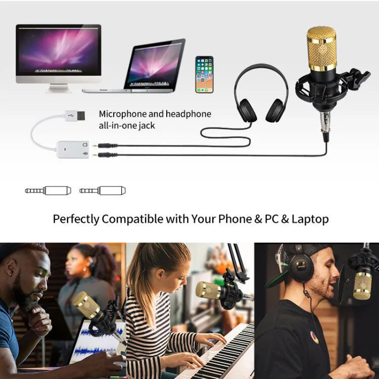 Karaoke Microphone BM800 Studio Condenser Mikrofon Professional Cardioid Mic Kit For PC YouTube Podcast Singing Gaming Recording
Karaoke Microphone BM800 Studio Condenser Mikrofon Professional Cardioid Mic Kit For PC YouTube Podcast Singing Gaming Recording