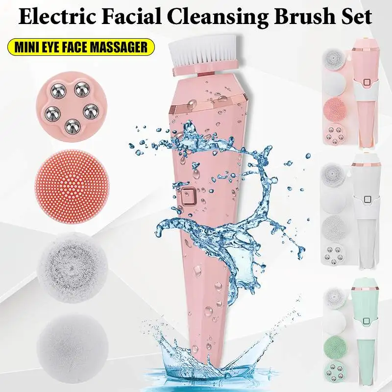 4 IN 1 Facial Cleansing Brush Rechargeable Electric Spin Face Brush Waterproof Face Scrubber Massager With4 Heads Facial Cleaner
4 IN 1 Facial Cleansing Brush Rechargeable Electric Spin Face Brush Waterproof Face Scrubber Massager With4 Heads Facial Cleaner