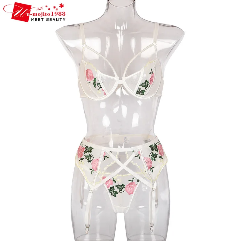 3 Piece Bra Lingeries Floral Embrodiery Lace Lingerie Set Sexy Underwear Women Bra and Panties Sets Feminina Panties Set
3 Piece Bra Lingeries Floral Embrodiery Lace Lingerie Set Sexy Underwear Women Bra and Panties Sets Feminina Panties Set