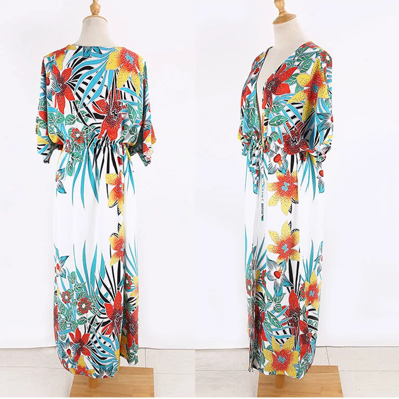 FORERUN Beach Cover Up Women Tunic Long Kimono Cardigan Floral Summer Dress Swim Suit Cover-ups Beachwear Pareos De Playa Mujer
FORERUN Beach Cover Up Women Tunic Long Kimono Cardigan Floral Summer Dress Swim Suit Cover-ups Beachwear Pareos De Playa Mujer