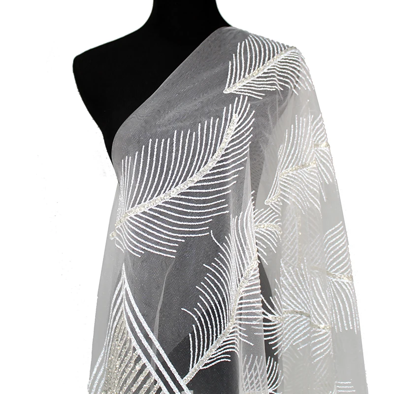 Leaf Pattern Swiss African Voile Sequined Mesh Tulle White Beaded Lace Fabric By the Yard Nigerian Wedding Party Dress Material
Leaf Pattern Swiss African Voile Sequined Mesh Tulle White Beaded Lace Fabric By the Yard Nigerian Wedding Party Dress Material