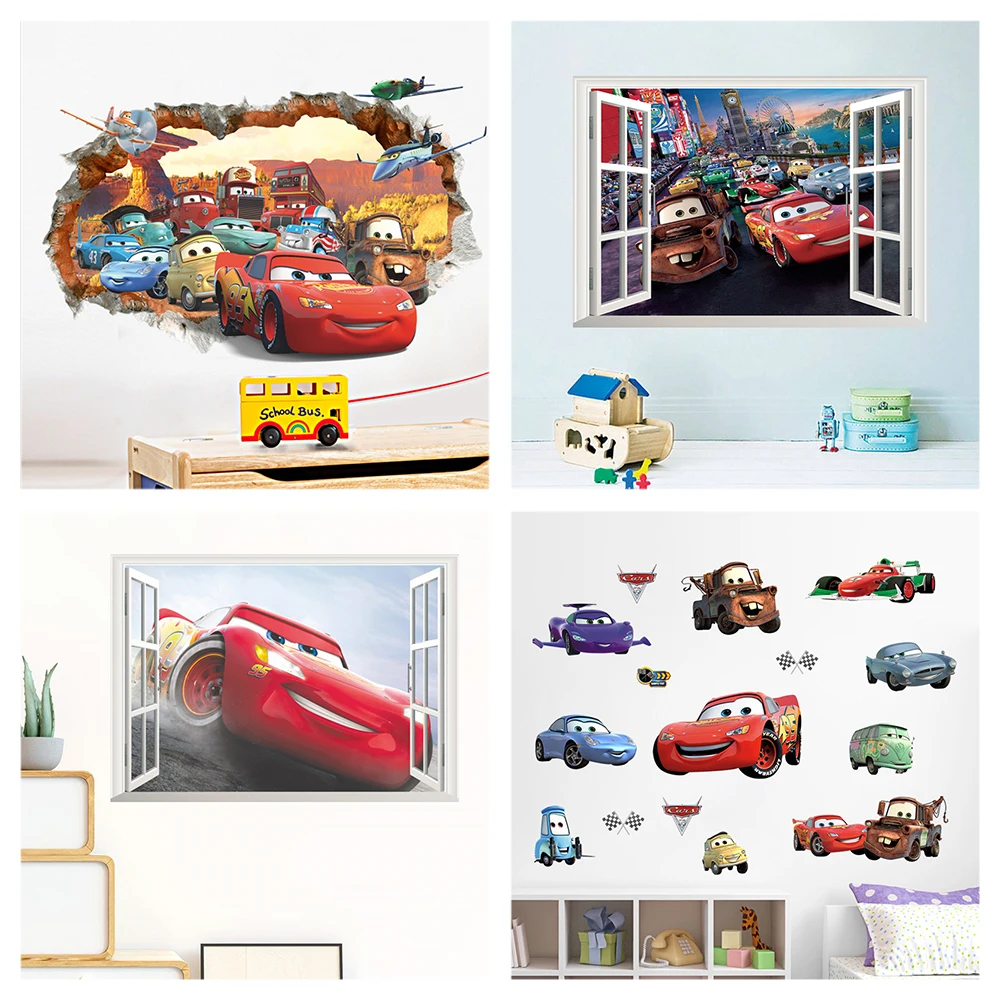 Мультяшные настенные стикеры Mcqueen с изображением автомобилей для детской