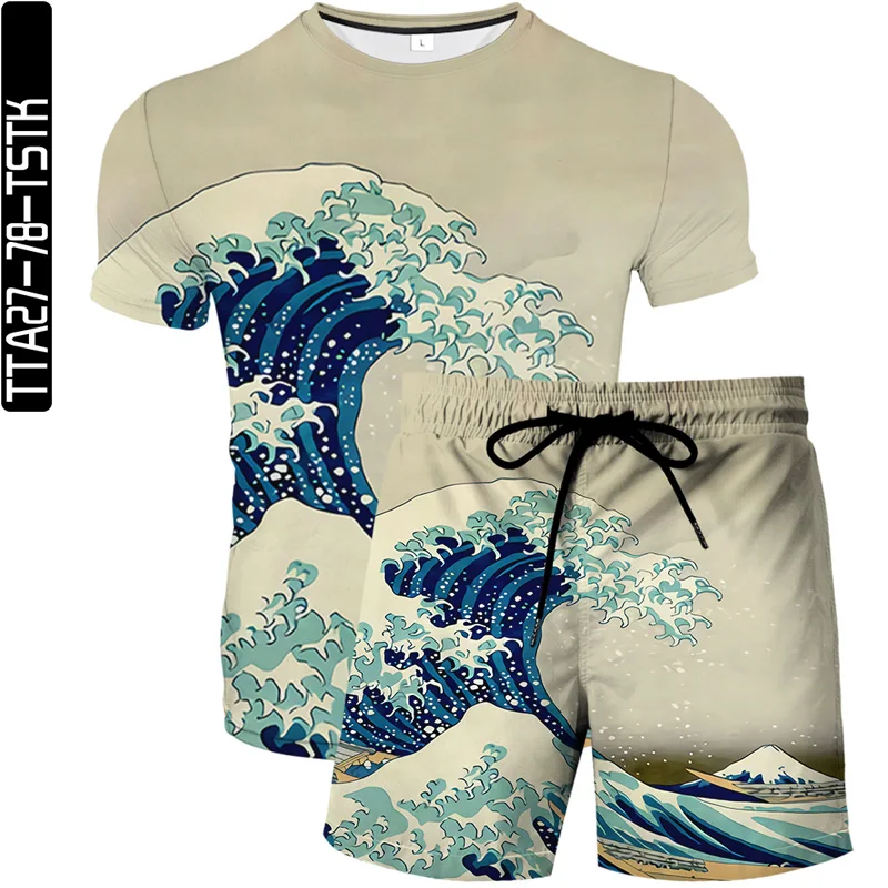 Summer new women casual suit two-piece T-shirt+shorts Mr.z Harajuku waves pattern style 3D ink printing beach daily style
Summer new women casual suit two-piece T-shirt+shorts Mr.z Harajuku waves pattern style 3D ink printing beach daily style