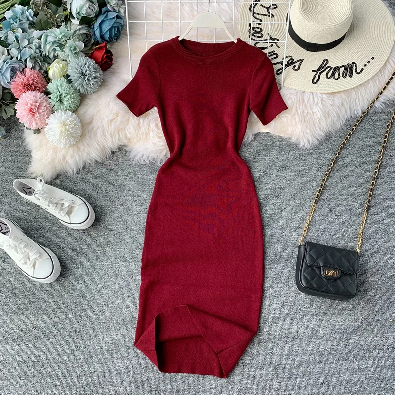 2021women Summer Dress New Y2k Harajuku One Piece Short Sleeve Solid Vintage Woman Korean Knit Elegant Dresses Bodycon Vestidos
2021women Summer Dress New Y2k Harajuku One Piece Short Sleeve Solid Vintage Woman Korean Knit Elegant Dresses Bodycon Vestidos