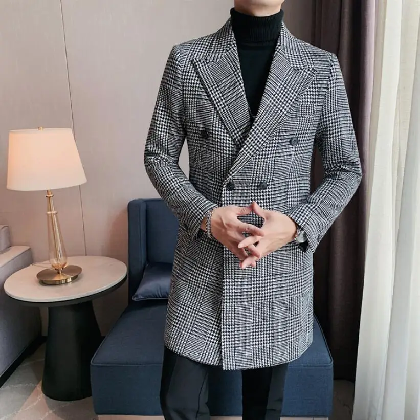 2021 брендовая одежда мужские высококачественные двубортные шерстяные пальто в