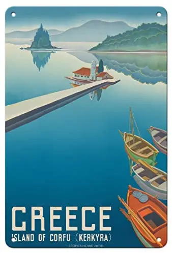 Island of Corfu (Kerkyra) - Greece - Vlacherna Monastery by Sevastianos Kourkoulos c.1949- Metal Sign
Island of Corfu (Kerkyra) - Greece - Vlacherna Monastery by Sevastianos Kourkoulos c.1949- Metal Sign