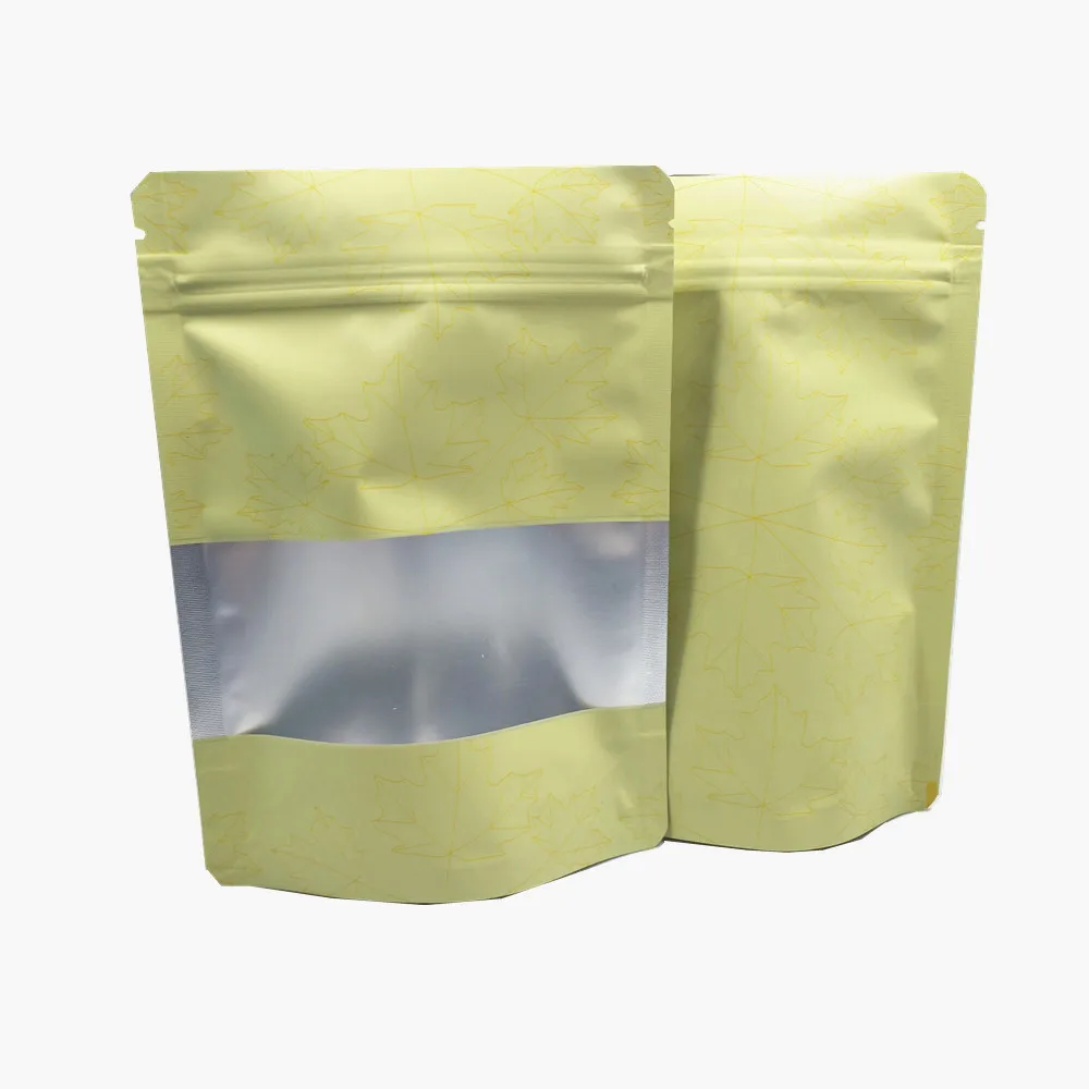 50Pcs/Lot Yellow Aluminum Foil Stand Up Bag Zip Lock with Frosted Window Maple Leaf Printed Food Storage Doypack Tea Pouches
50Pcs/Lot Yellow Aluminum Foil Stand Up Bag Zip Lock with Frosted Window Maple Leaf Printed Food Storage Doypack Tea Pouches