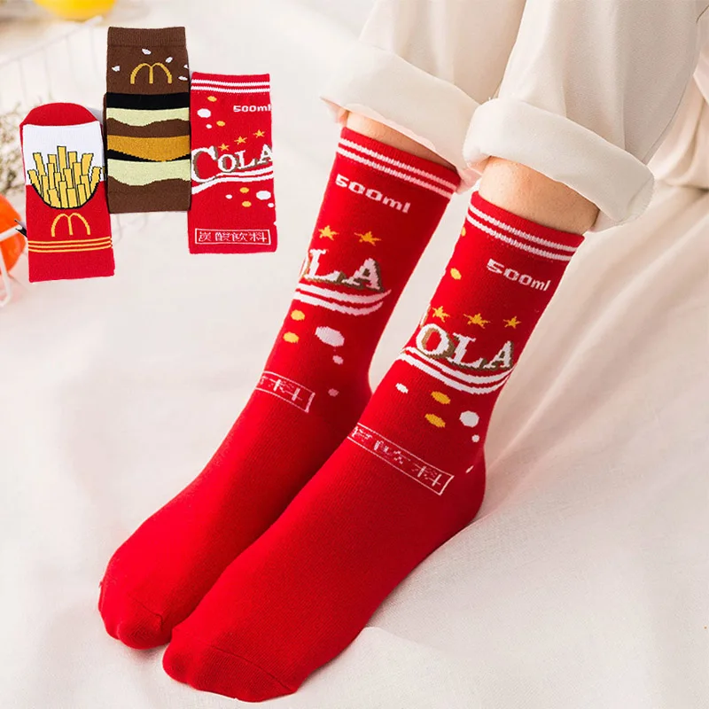 Women Fashion Casual Cotton Food Socks Cola French Fries Hamburger Novelty Funky Socks Funny Happy Letter Red Short Socks
Women Fashion Casual Cotton Food Socks Cola French Fries Hamburger Novelty Funky Socks Funny Happy Letter Red Short Socks