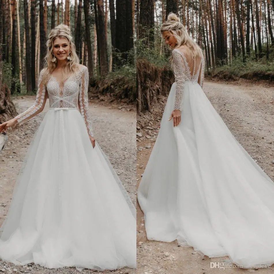 2020 Bohemian Wedding Dresses Jewel Lace Appliques Long Sleeves Boho Bridal Gowns Custom Made Sweep Train A Line Wedding Dress
2020 Bohemian Wedding Dresses Jewel Lace Appliques Long Sleeves Boho Bridal Gowns Custom Made Sweep Train A Line Wedding Dress