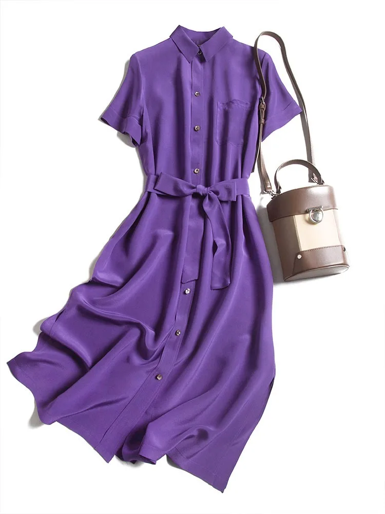 Heavy Silk Purple Dress Women's 2021 Early Spring Lapel Slim Waist Bow Over Knee Skirt Long Skirt
Heavy Silk Purple Dress Women's 2021 Early Spring Lapel Slim Waist Bow Over Knee Skirt Long Skirt