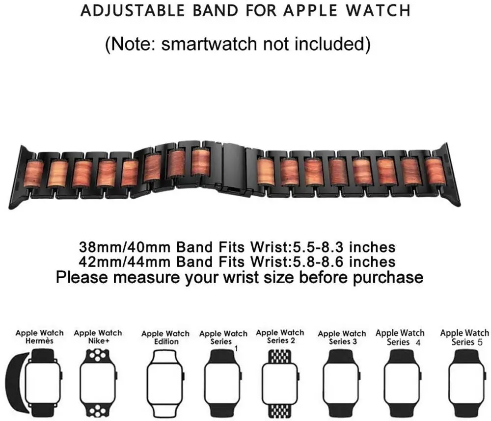 Wooden strap For Apple watch band 44mm 40mm 42mm 38mm Red Sandalwood+Stainless Steel watchabnd Bracelet iWatch series 5/4/3 se 6
Wooden strap For Apple watch band 44mm 40mm 42mm 38mm Red Sandalwood+Stainless Steel watchabnd Bracelet iWatch series 5/4/3 se 6