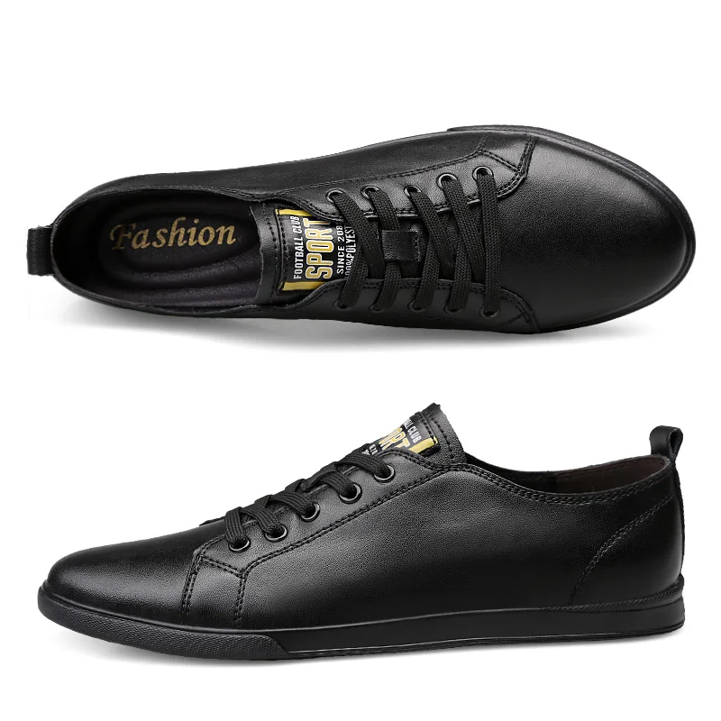 New Genuine Leather White Shoes Men Top Quality Outdoor Walking Sneakers Casual Lace-up Flats Fashion Minimalist for | Обувь