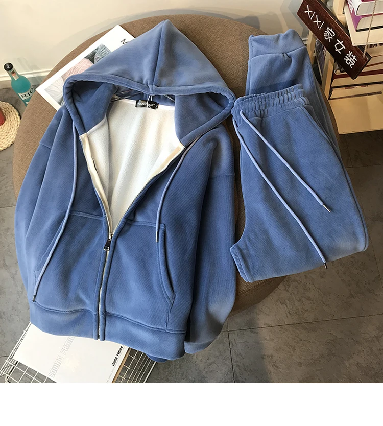 Women Sportsuits 2 Piece Set Thick Fleece Casual Hooded Tops & Pants Solid Korean Loose Tracksuit Female Fall Winter 2 PC Suits
Women Sportsuits 2 Piece Set Thick Fleece Casual Hooded Tops & Pants Solid Korean Loose Tracksuit Female Fall Winter 2 PC Suits